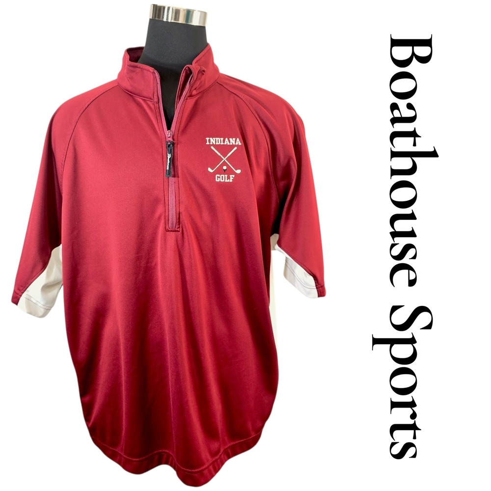Boathouse Sports Indiana Golf Pullover Mens 3XL Maroon Poly‎ 1/4 Zip Made in USA